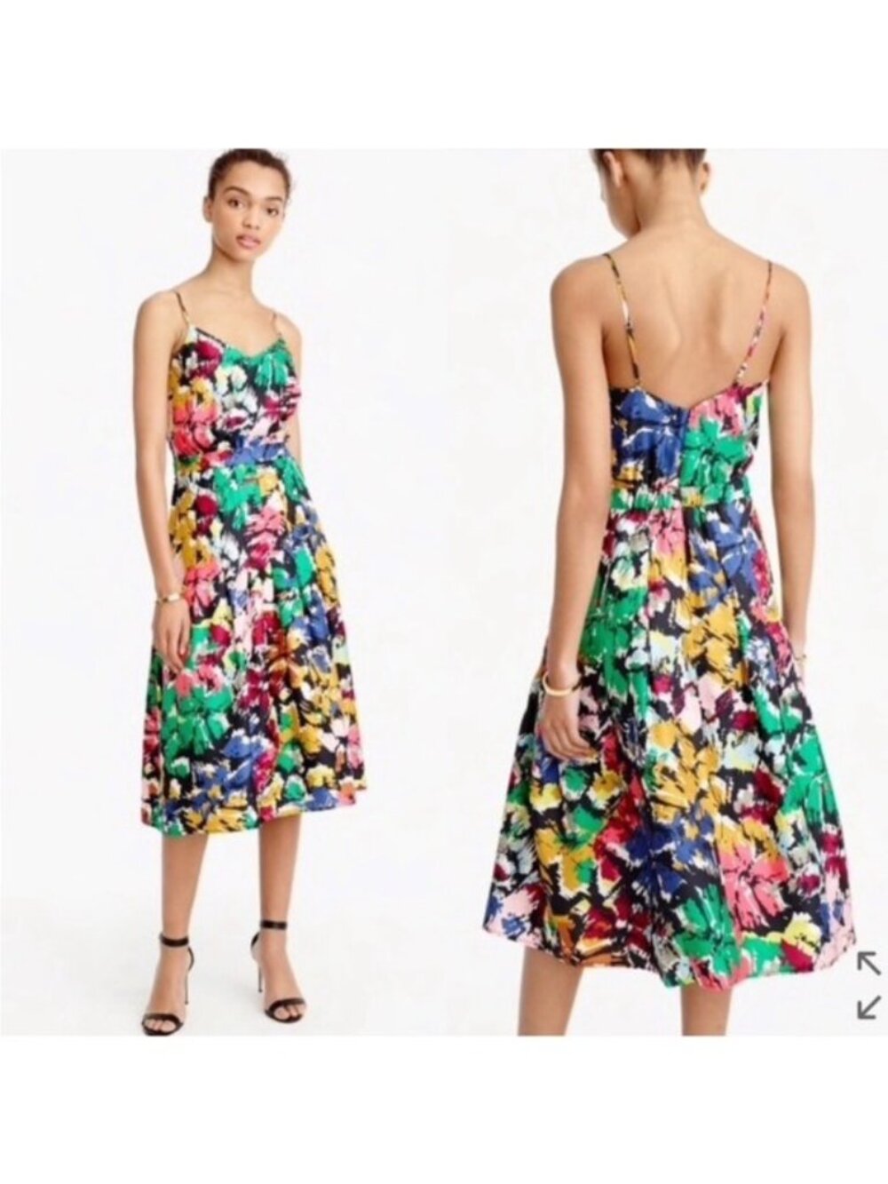 J.Crew Brushstroke Silk Spaghetti Strap Dress Size 8